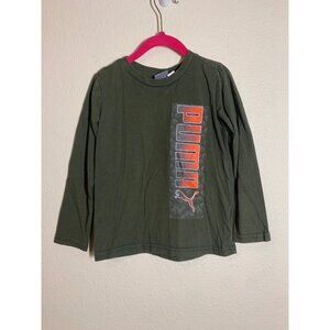 Puma Graphic Tee Long Sleeve T-Shirt Casual Green Orange Boys Size 4